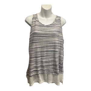 Jones New York Signature blue and cream Striped Tank Top layer look size large